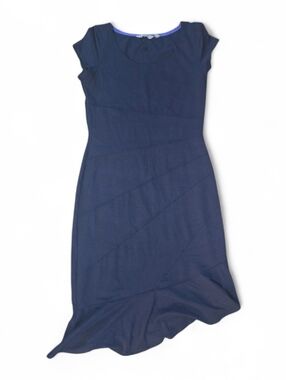 Athleta Navy Short-Sleeve Midi Sheath Dress